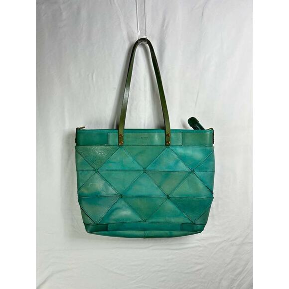 Old Trend Aqua Leather Pattern Prism Tote Bag Purse - Picture 6 of 16